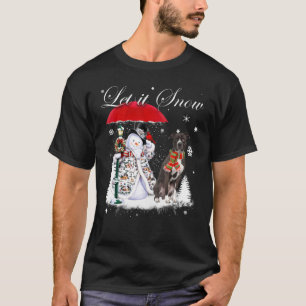 T-shirt Drôle de chien Pit Bull américain Santa Noël Snowm