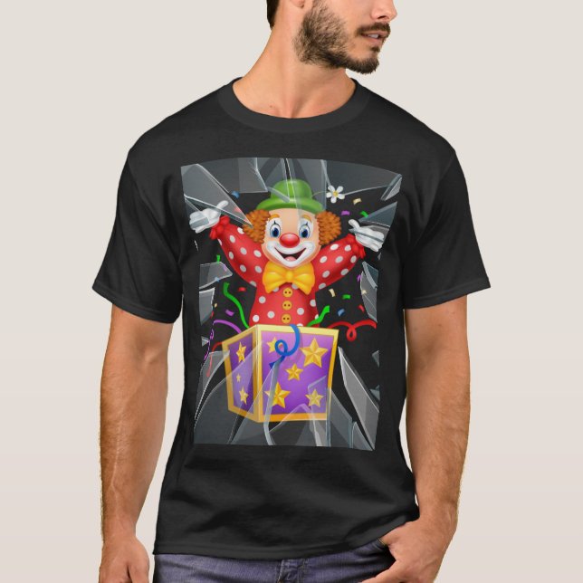 T-shirt drôle de clown sous le verre cassé (Devant)