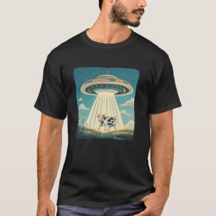 T-shirt Drôle de combo UFO et vache pour l'humour galactiq