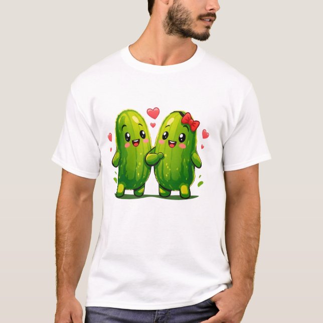 T-shirt drôle de couple de pickles mignons pour (Devant)
