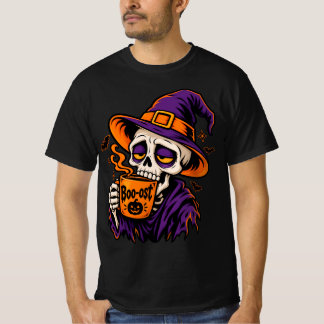 T-shirt drôle de crâne d'Halloween | Accro au café