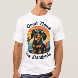 T-shirt Drôle de Dachshund Rétro Plage