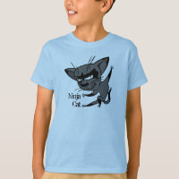 T-shirt drôle de garçons de chat de Ninja