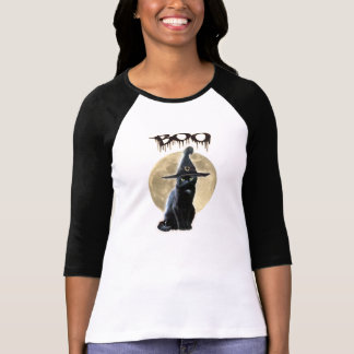T-shirt drôle de Halloween avec le chat noir et la