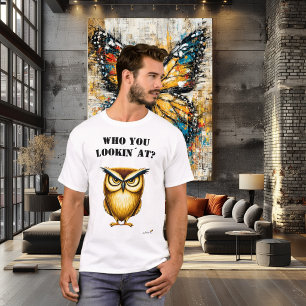 T-shirt drôle de hibou « Qui Regardes-Tu ? »