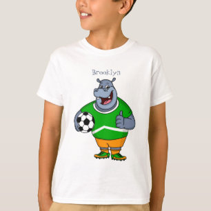 T-shirt Drôle de joueur de football hippo dessin humorist