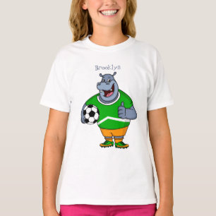 T-shirt Drôle de joueur de football hippo dessin humoristi