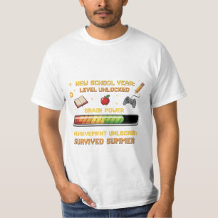 T-shirt Drôle de joueur retour à l'école Niveau débloqué