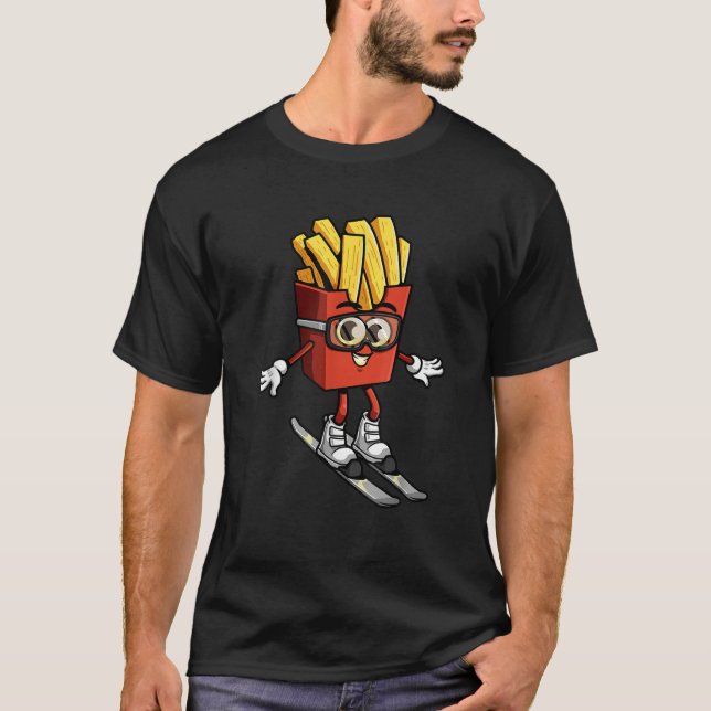 T-shirt Drôle de moniteur de ski de frite française de pat (Devant)