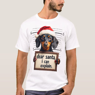 T-shirt Drôle de Noël de teckel Cher Père Noël, je peux ex
