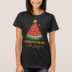 T-shirt Drôle de Noël en juillet Pastèque d'été Xmas Tree