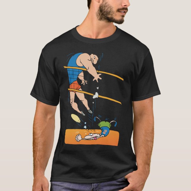 T-shirt drôle de noir de volleyball (Devant)