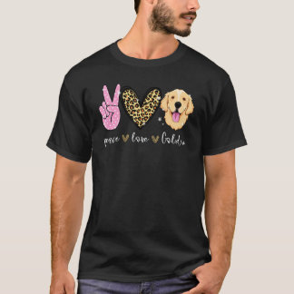 T-shirt Drôle de Paix Amour Golden Retriever Papa Ever Chi