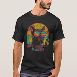 T-shirt Drôle de Pit Bull Terrier Américain avec Lunettes 