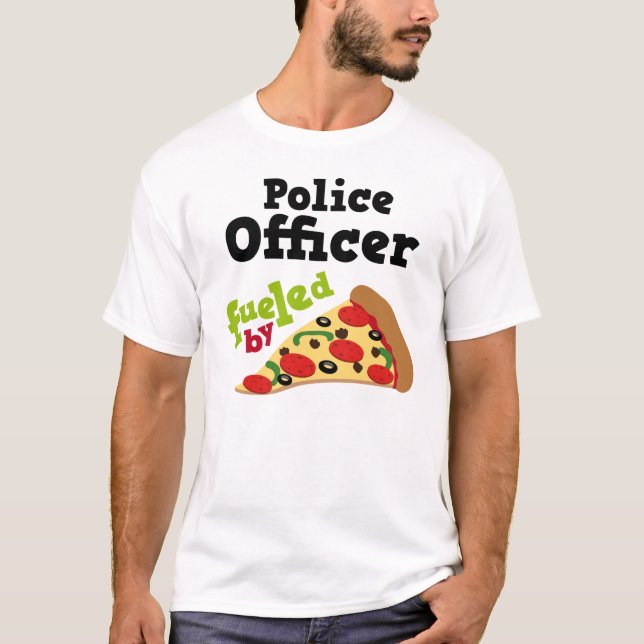 T-shirt (drôle) de pizza de policier (Devant)