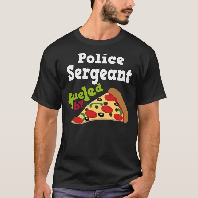 T-shirt (drôle) de pizza de sergent de police (Devant)
