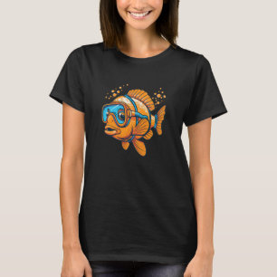 T-shirt Drôle de poisson d'été avec masque de plongée pour