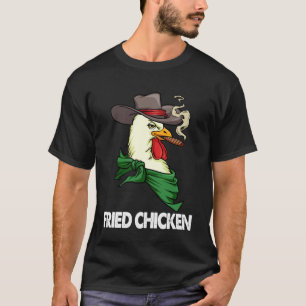 T-shirt drôle de poulet fumé blanc poulet frit
