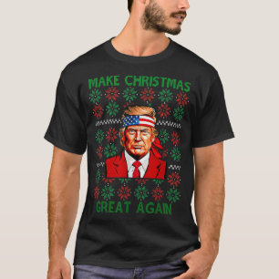 T-shirt Drôle de pull de Noël moche Trump rend Noël