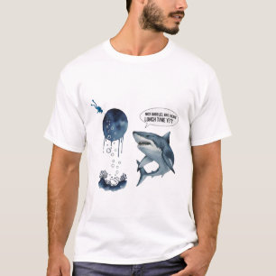 T-shirt drôle de requin plongeur heure du déjeuner