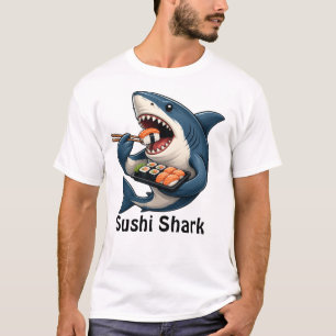 T-shirt drôle de requin sushi