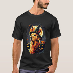 T-shirt Drôle de Retriever doré Sorcière Citrouilles Hallo