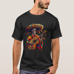 T-shirt Drôle de squelette de crâne de fiesta de sombrero 
