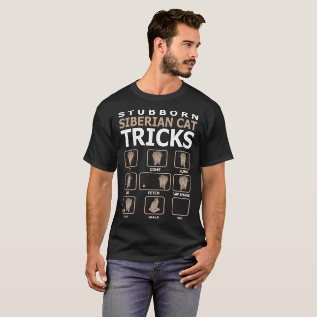 T-shirt drôle de tours de chat sibérien têtu (Devant entier)