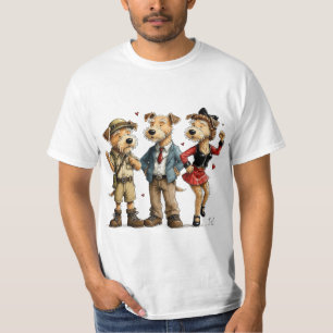 T-shirt drôle de trio de Terrier Airedale