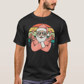 T-shirt Drôle de vieux père Noël gamer de Noël rétro Chris