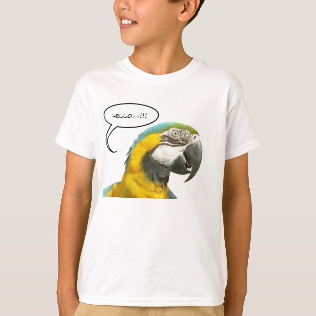 T-shirt drôle de visage de perroquet parlant (Devant)