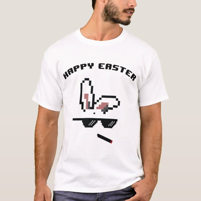 T-shirt drôle de voyou heureux de pâques 8 bits conception (Devant)