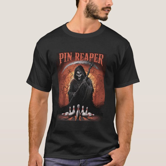 T-shirt Drôle Death Bowling Grim Reaper Bowler Dons Hommes (Devant)