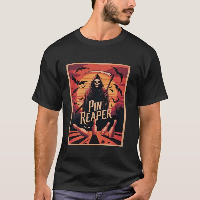 T-shirt Drôle Death Bowling Grim Reaper Bowler Dons Hommes (Devant)
