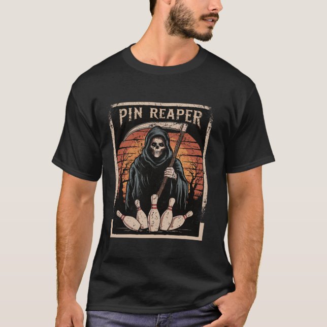T-shirt Drôle Death Bowling Grim Reaper Bowler Dons Hommes (Devant)