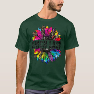 T-shirt Drôle Déjeuner Lady Sunflower Leopard Tie Dye Reto
