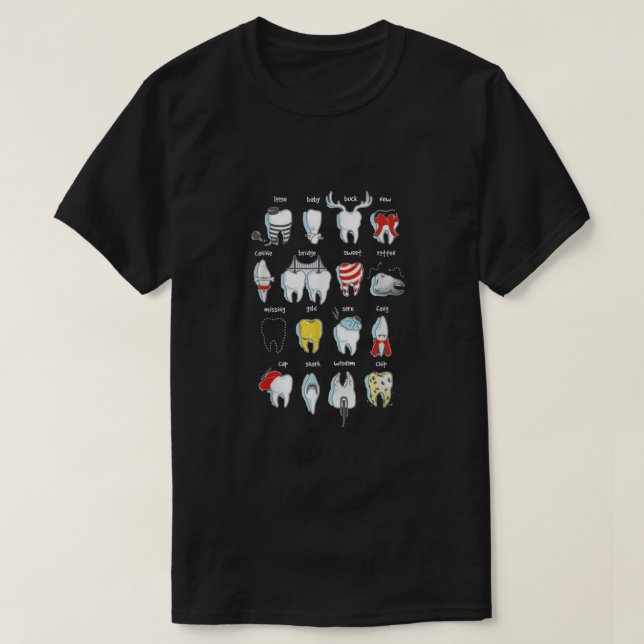 T-shirt Drôle Dentiste Dentiste Dents Dentaire Dentaire (Design devant)