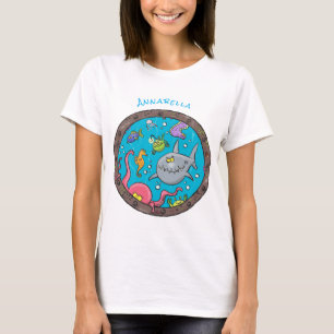 T-shirt Drôle des créatures marines sous l'eau dessin anim