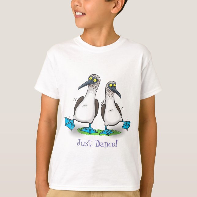 T-shirt Drôle des seins aux pieds bleus dansant dessin ani (Devant)
