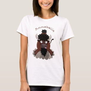 T-shirt Drôle dessin animé de bison de buffle