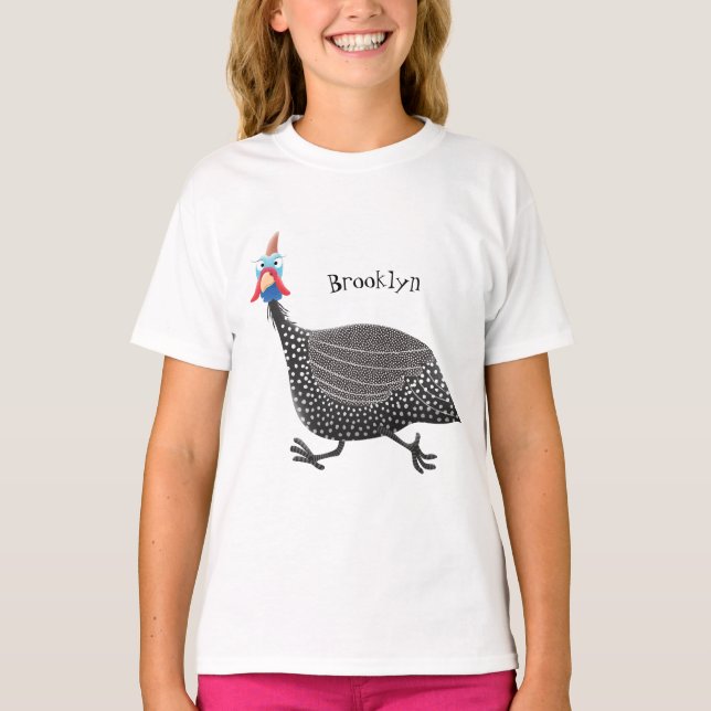 T-shirt Drôle dessin animé d'oiseau de Guineafowl (Devant)