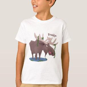 T-shirt Drôle dessin animé d'orignal heureux