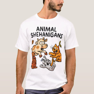 T-shirt Drôle dessin animé scène de chaos animal