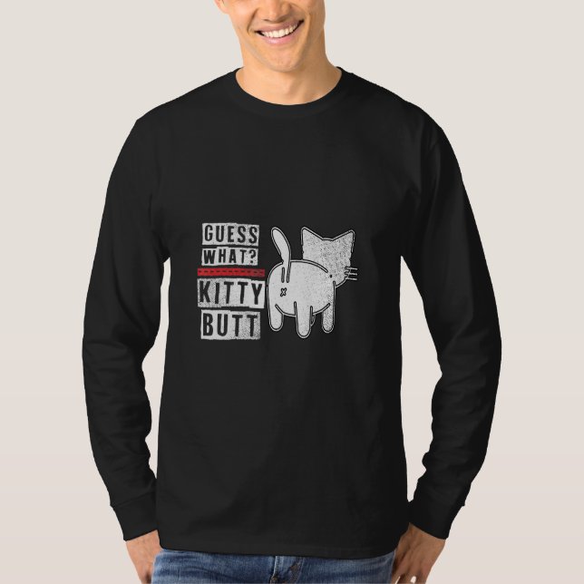 T-shirt Drôle Devinez Quel Kitty Butt ! Conception détendu (Devant)