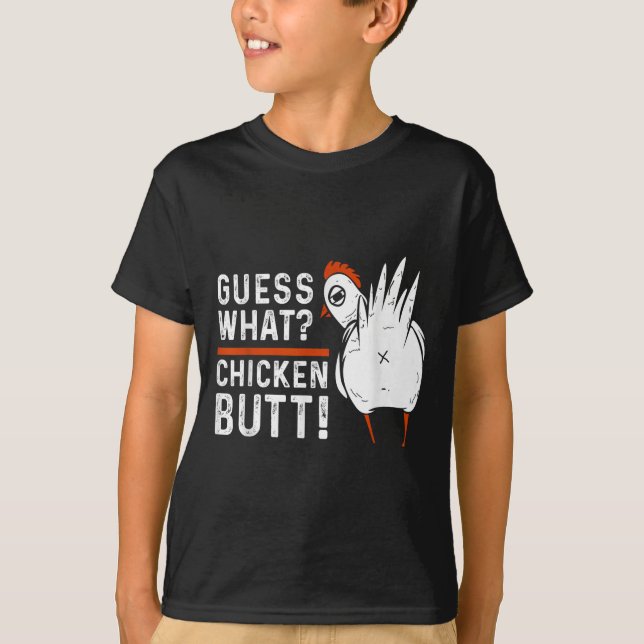 T-shirt Drôle Devinez What_ Beurre De Poulet ! Design blan (Devant)
