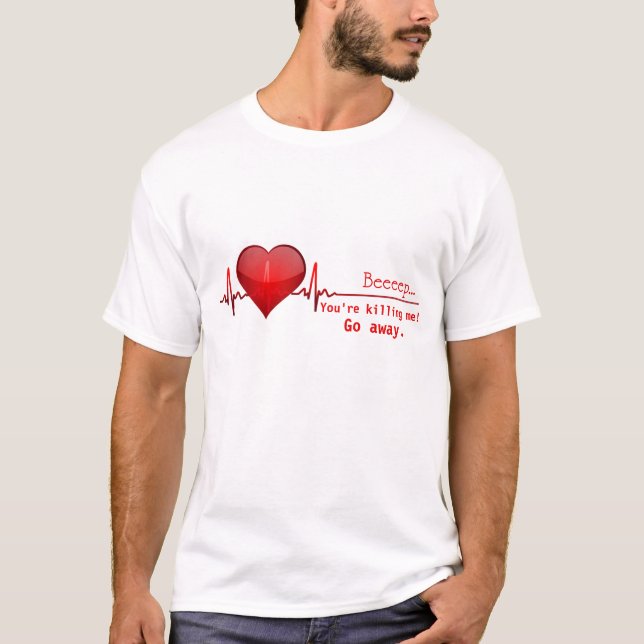 T-shirt drôle d'humour de battement de coeur de (Devant)