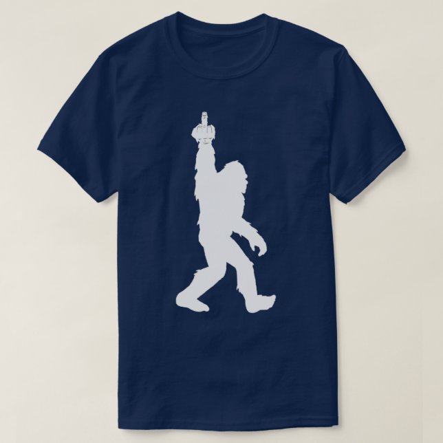 T-shirt Drôle doigt médian Bigfoot pour les croyants en sq (Design devant)