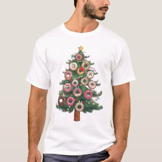 T-shirt Drôle Donuts de Noël Lumières Arbre de Noël PJS