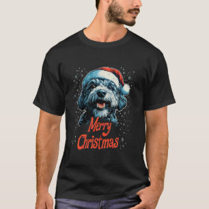 T-shirt Drôle Doodle Père Noël Joyeux Noël Goldendoodle Lo