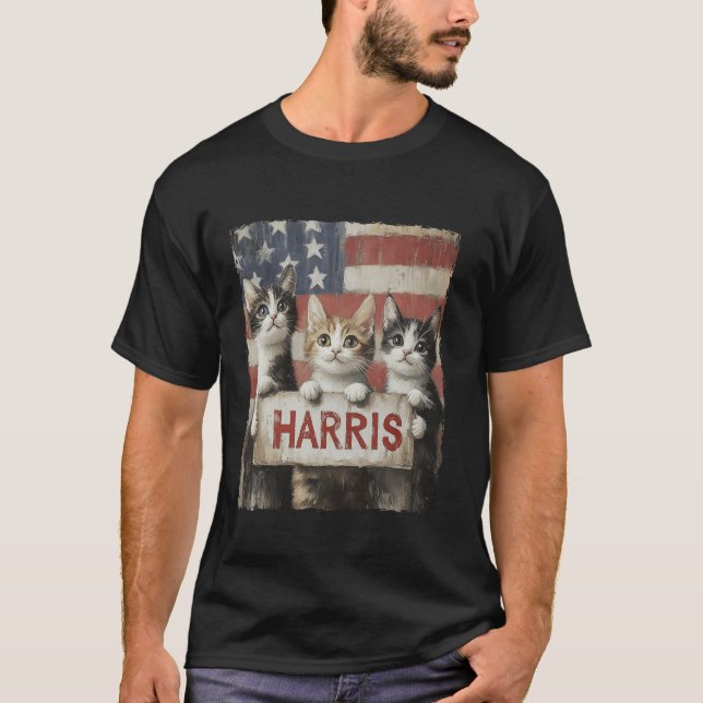 T-shirt Drôle Drôle Chat Dames Sans Enfant Pour Harris 202 (Devant)